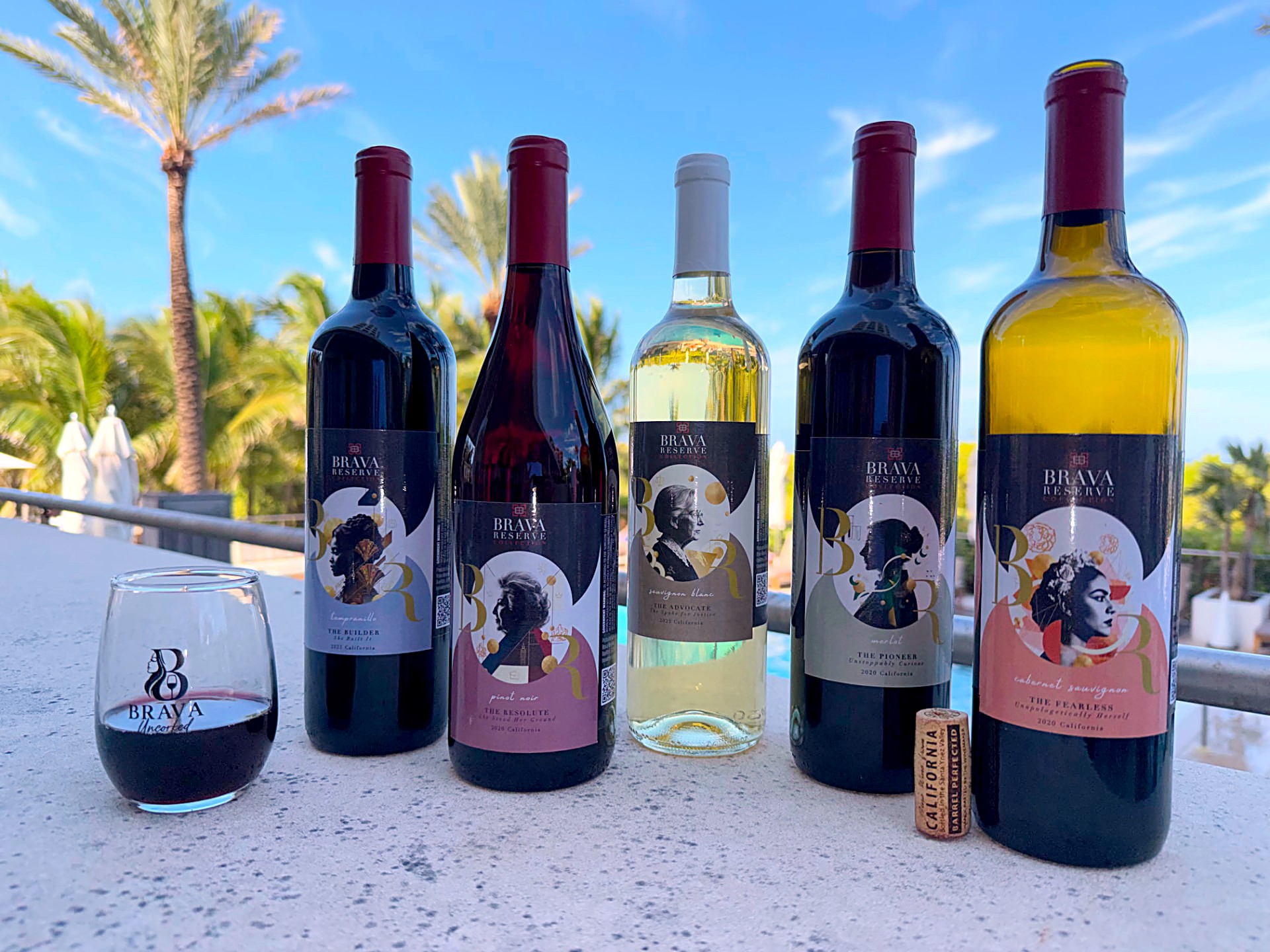 The five Brava Reserve wines photographed together